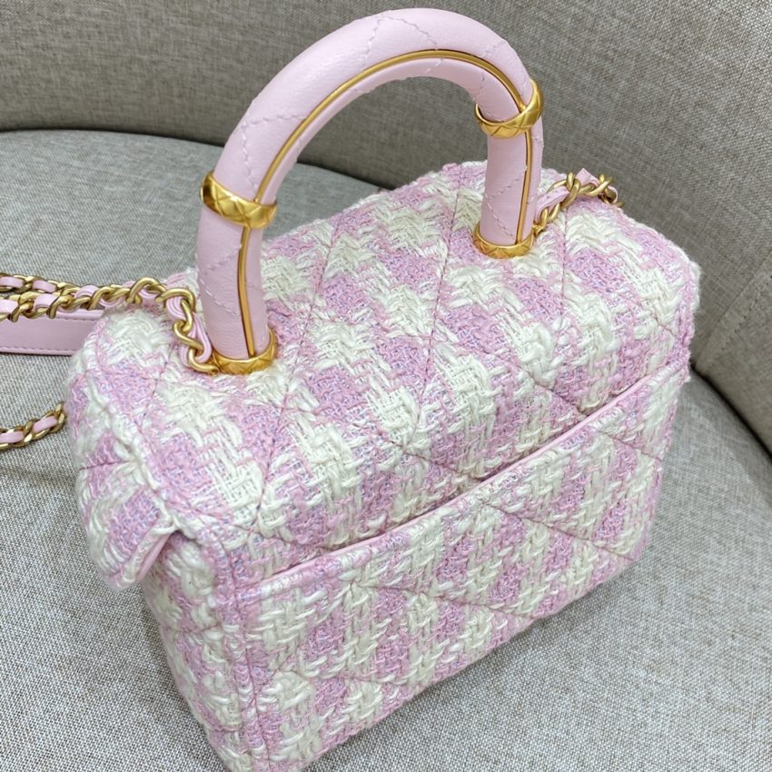Replica CHANEL Tweed Handle Crush Small Purple - authentic-look luxury purse replica