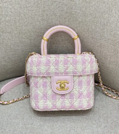 Replica CHANEL Tweed Handle Crush Small Purple - high-end fake designer purse
