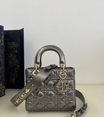 Replica Lady Dior Platinum Metallic ABC - premium 1:1 fake handbag model