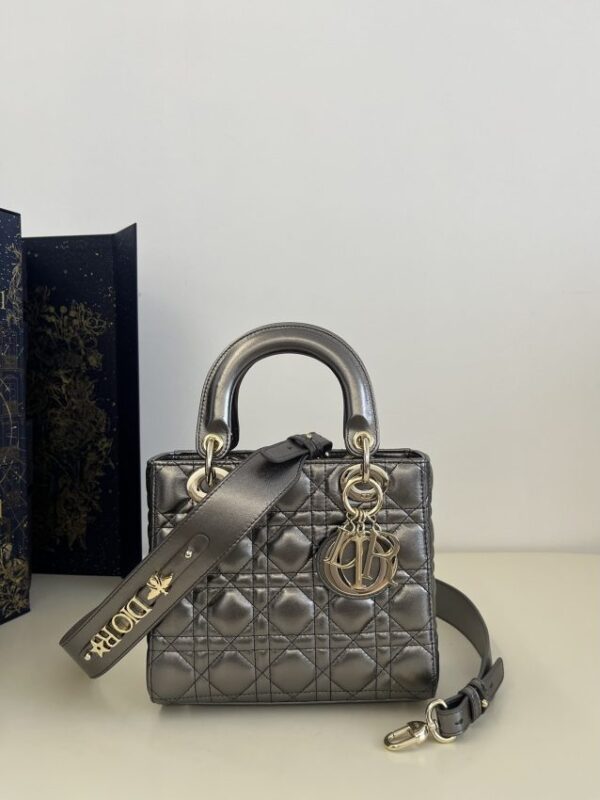 Replica Lady Dior Platinum Metallic ABC - premium 1:1 fake handbag model