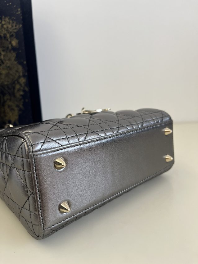 Replica Lady Dior Platinum Metallic ABC - elite superclone designer purse