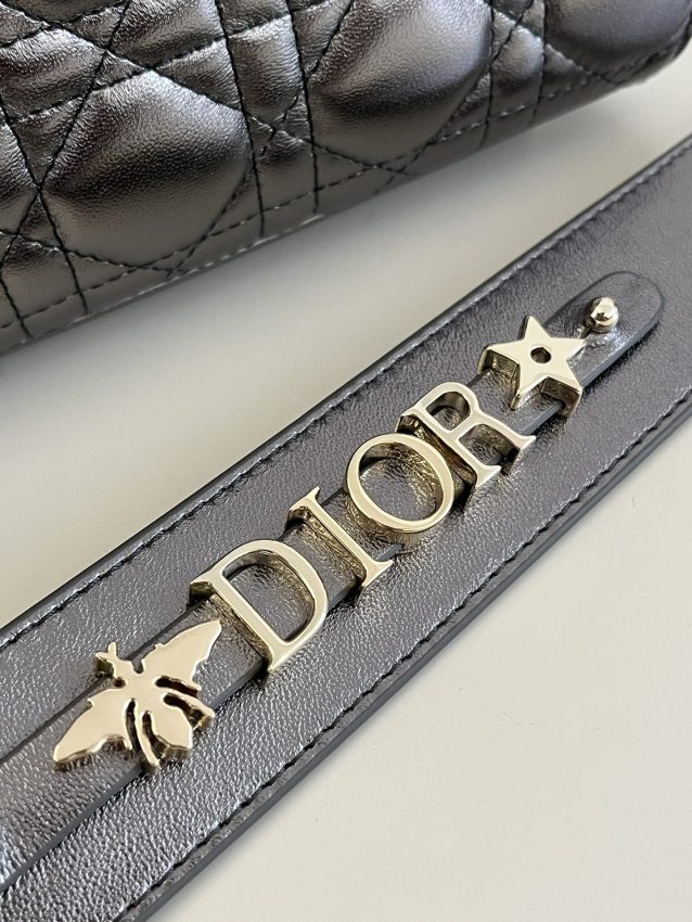 Replica Lady Dior Platinum Metallic ABC - high-quality designer bag clone