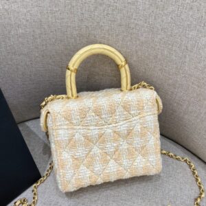 Replica CHANEL Tweed Handle Crush Small Apricot - premium 1:1 fake handbag model
