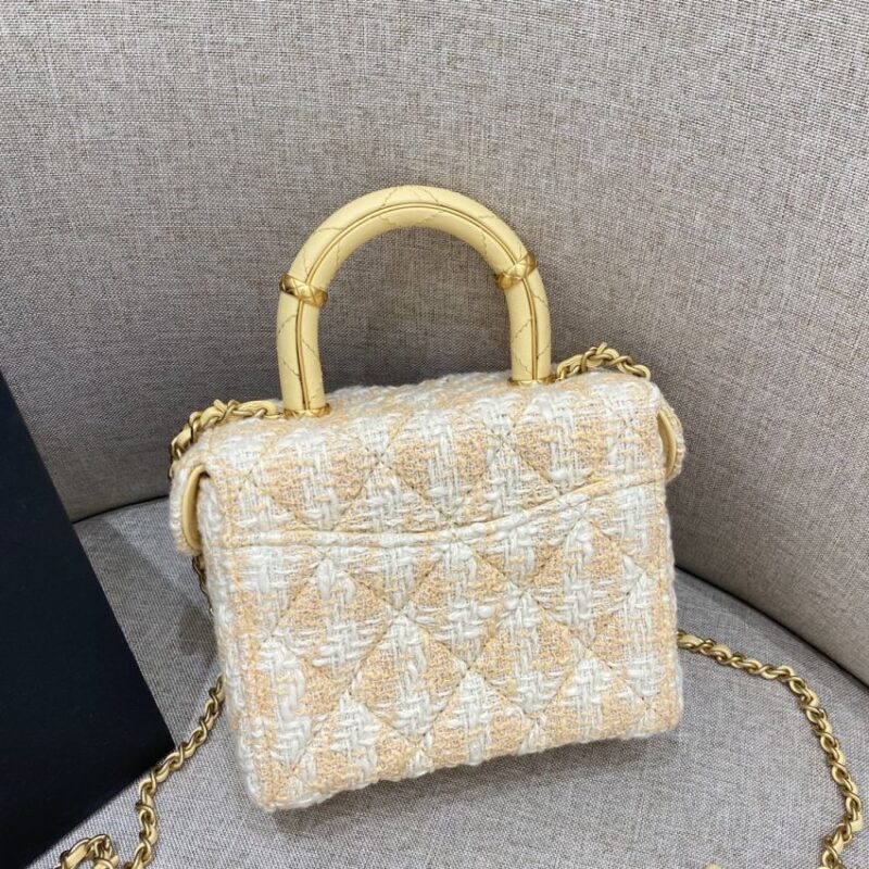 Replica CHANEL Tweed Handle Crush Small Apricot - premium 1:1 fake handbag model