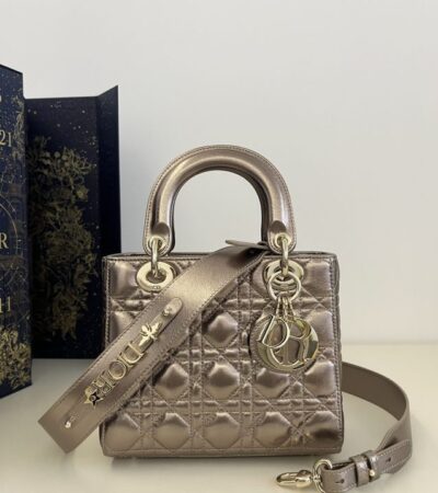 Replica Lady Dior Golden Metallic ABC - near-authentic luxury replica handbag