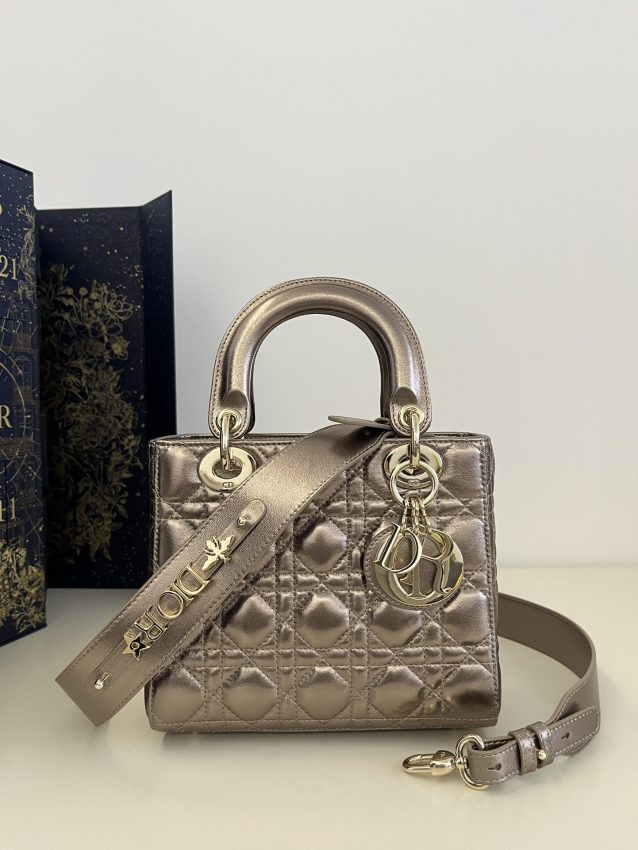 Replica Lady Dior Golden Metallic ABC - near-authentic luxury replica handbag