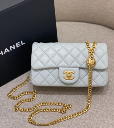 Replica CHANEL Camellia Flap Light Blue - top-tier luxury replica shoulder bag
