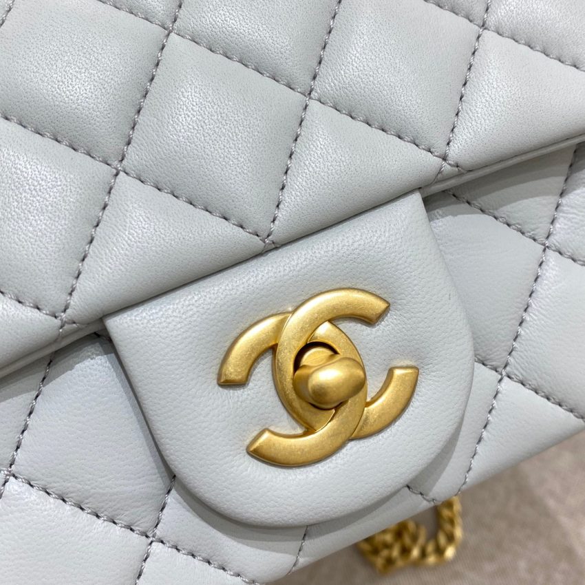 Replica CHANEL Camellia Flap Light Blue - authentic-look luxury purse replica