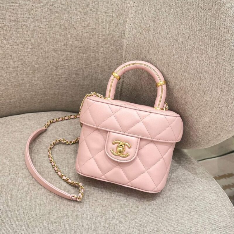 Replica CHANEL Tweed Handle Crush Small Pink - 1:1 designer replica handbag