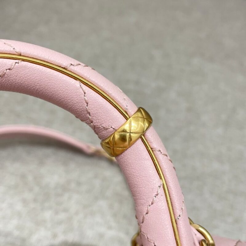 Replica CHANEL Tweed Handle Crush Small Pink - top-tier luxury replica shoulder bag