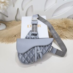 Replica Dior Saddle Bag Diamong Grey - near-authentic luxury replica handbag