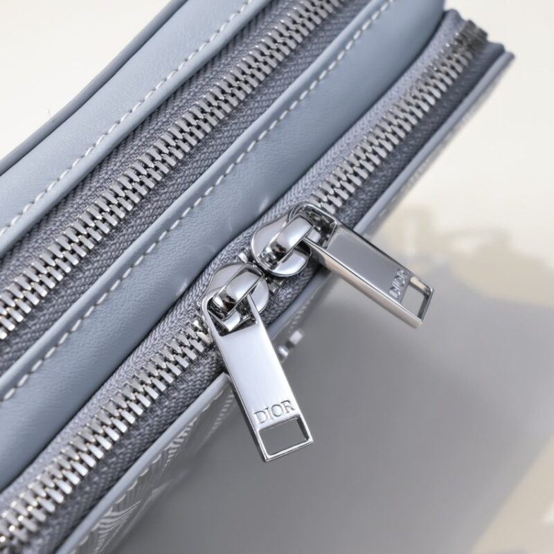 Replica Dior Zipped Pouch Diamond Blue - near-authentic luxury replica handbag