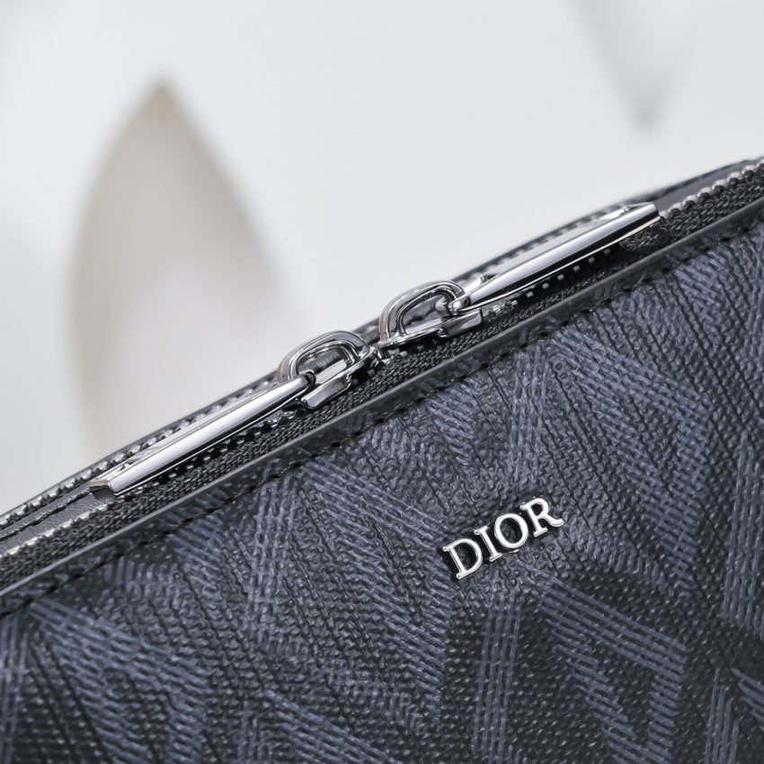 Replica Dior Zipped Pouch Diamond Black - top-tier luxury replica shoulder bag