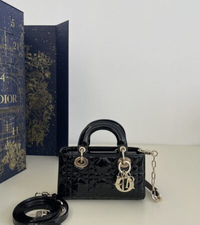 Replica Dior Lady D-Joy Mini Bag Black Patent - high-end fake designer purse