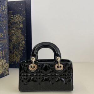 Replica Dior Lady D-Joy Mini Bag Black Patent - premium 1:1 fake handbag model