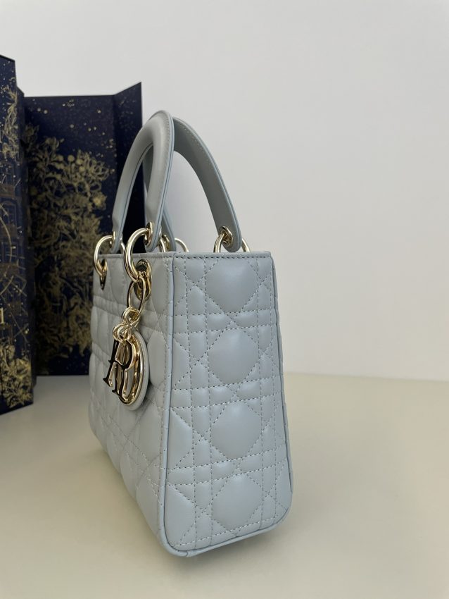 Replica Lady Dior Sky Blue ABC - premium 1:1 fake handbag model