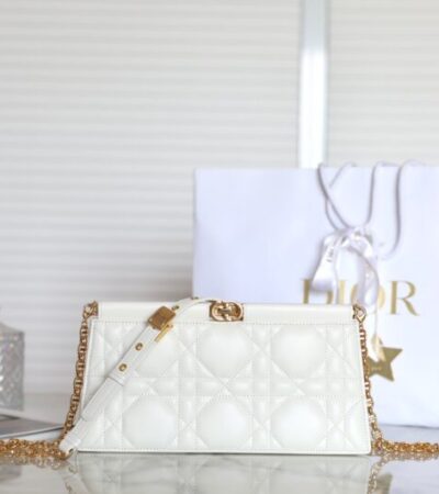Replica Dior Miss Caro Noire Clutch White - premium 1:1 fake handbag model