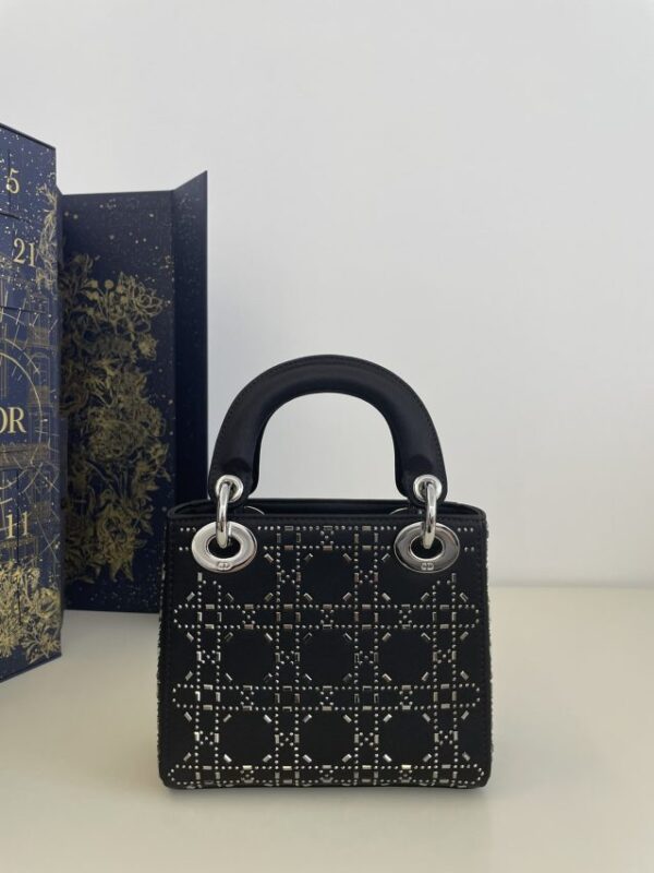 Replica Lady Dior Mini Satin Black - ultra-realistic fake designer tote