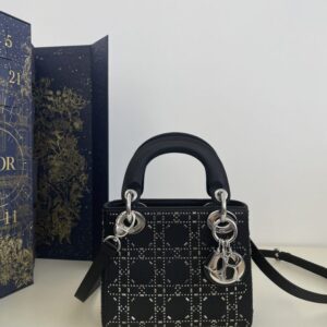 Replica Lady Dior Mini Satin Black - premium 1:1 fake handbag model