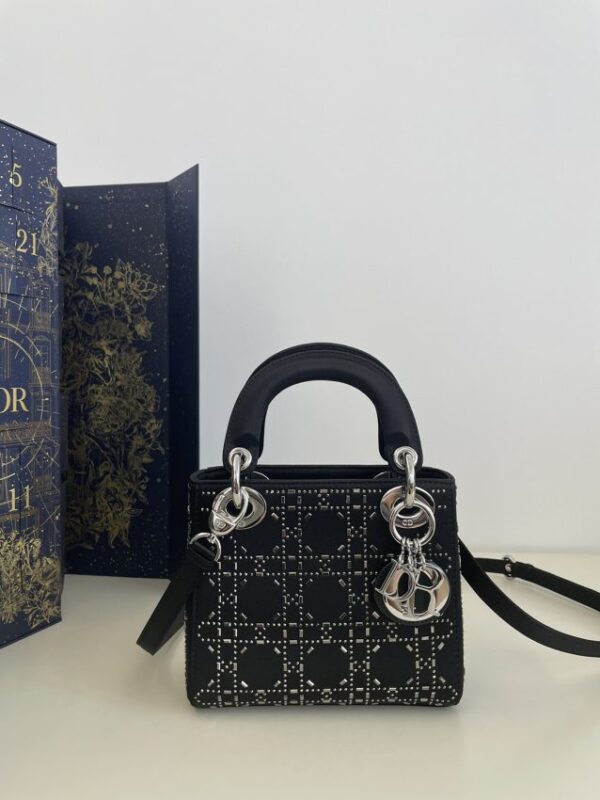 Replica Lady Dior Mini Satin Black - premium 1:1 fake handbag model