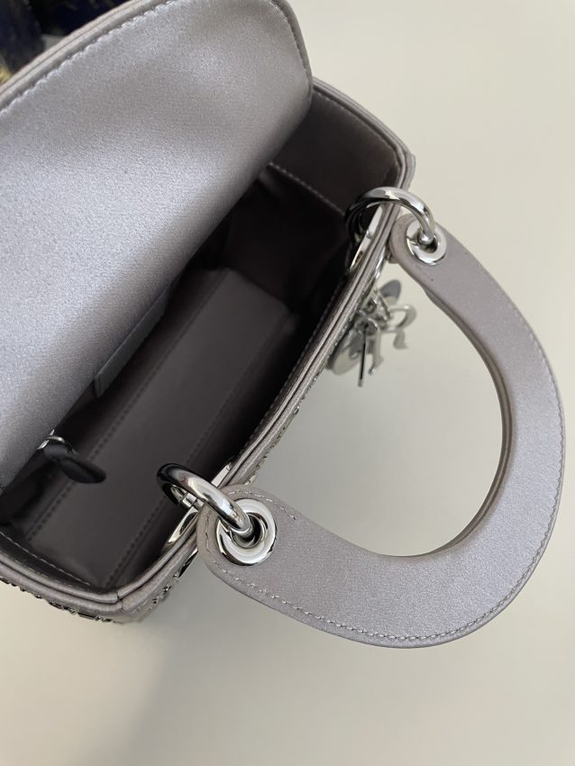 Replica Lady Dior Mini Satin Grey - 1:1 designer replica handbag