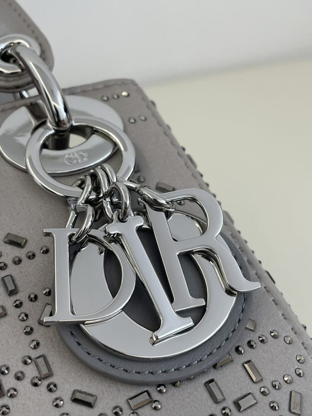 Replica Lady Dior Mini Satin Grey - near-authentic luxury replica handbag