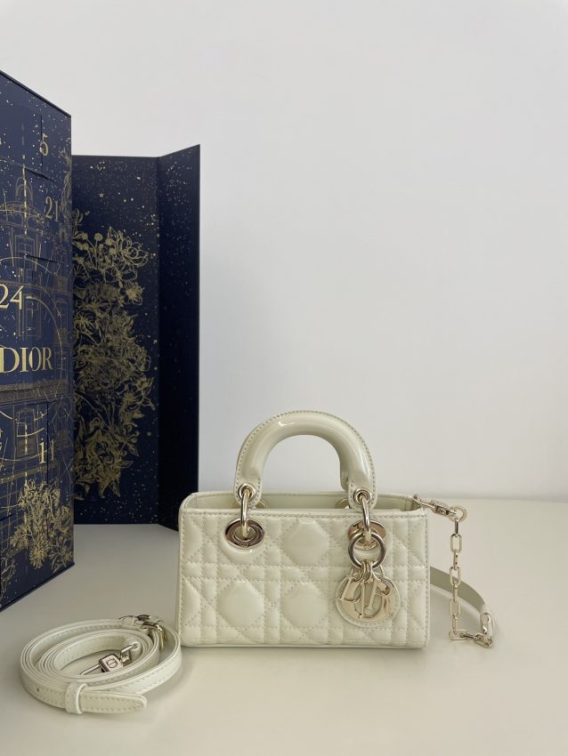 Replica Dior Lady D-Joy Mini Bag White Patent - high-quality designer bag clone