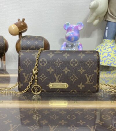 Replica Louis Vuitton Wallet On Chain Lily Brown - near-authentic luxury replica handbag