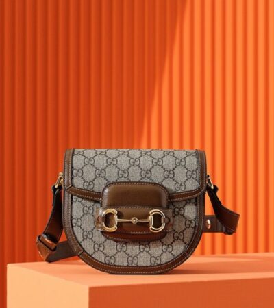 Replica Gucci Horsebit 1995 Semi-circular Canvas - near-authentic luxury replica handbag