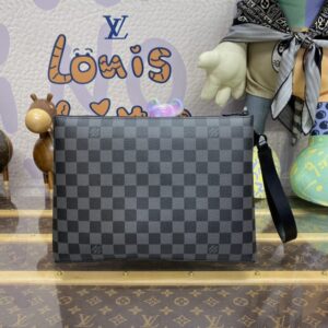 Replica Louis Vuitton Takeoff Pouch Black Grid - top-tier luxury replica shoulder bag