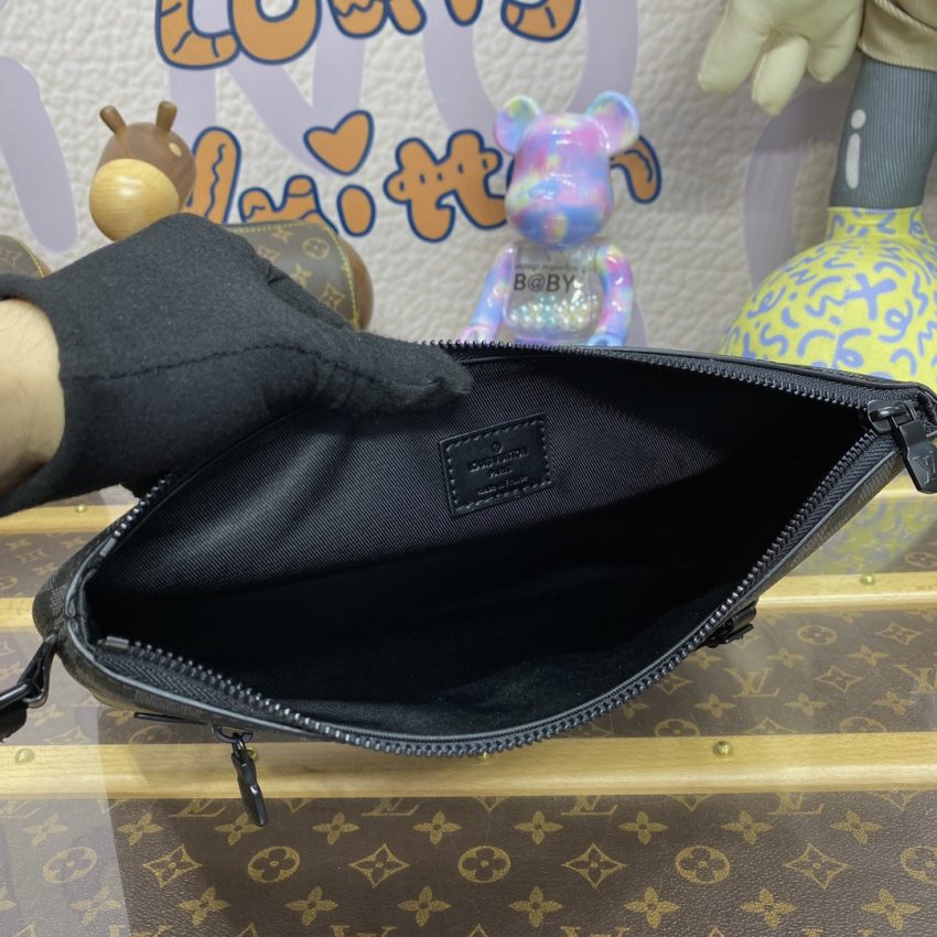 Replica Louis Vuitton Takeoff Pouch Black Grid - premium 1:1 fake handbag model
