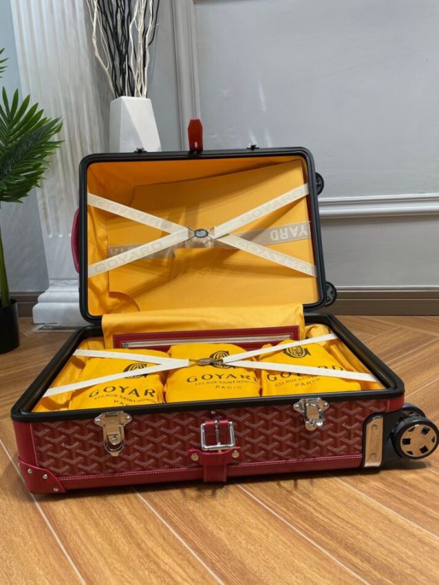 Replica Goyard Bourget Travel Suitcase Red - authentic-look luxury purse replica