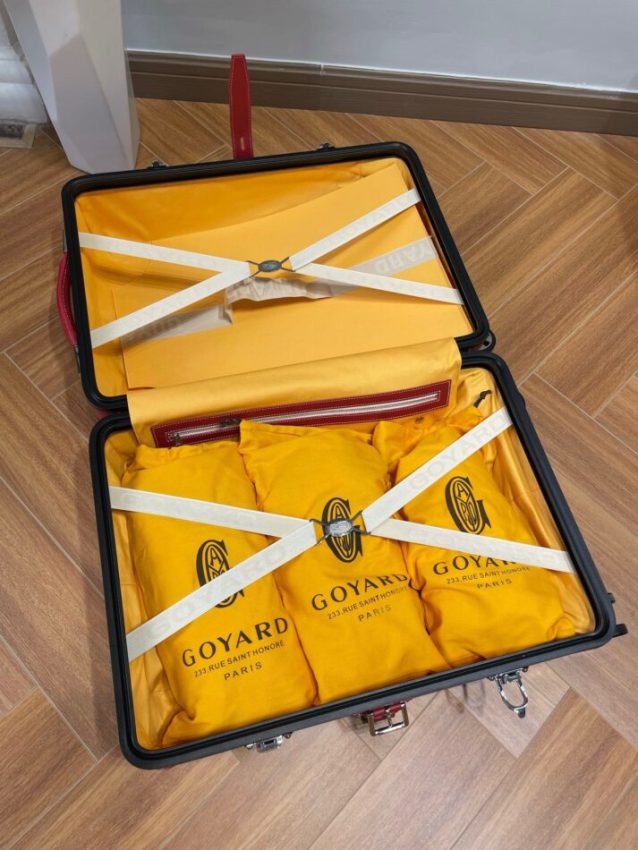 Replica Goyard Bourget Travel Suitcase Red - near-authentic luxury replica handbag