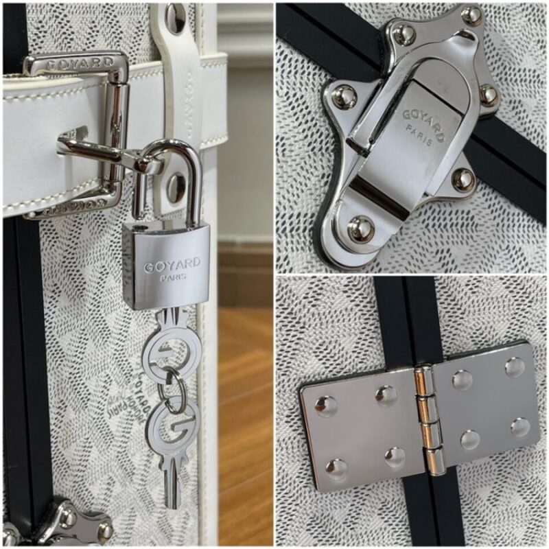 Replica Goyard Bourget Travel Suitcase White - authentic-look luxury purse replica