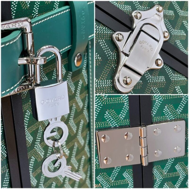 Replica Goyard Bourget Travel Suitcase Green - top-rated replica designer bag