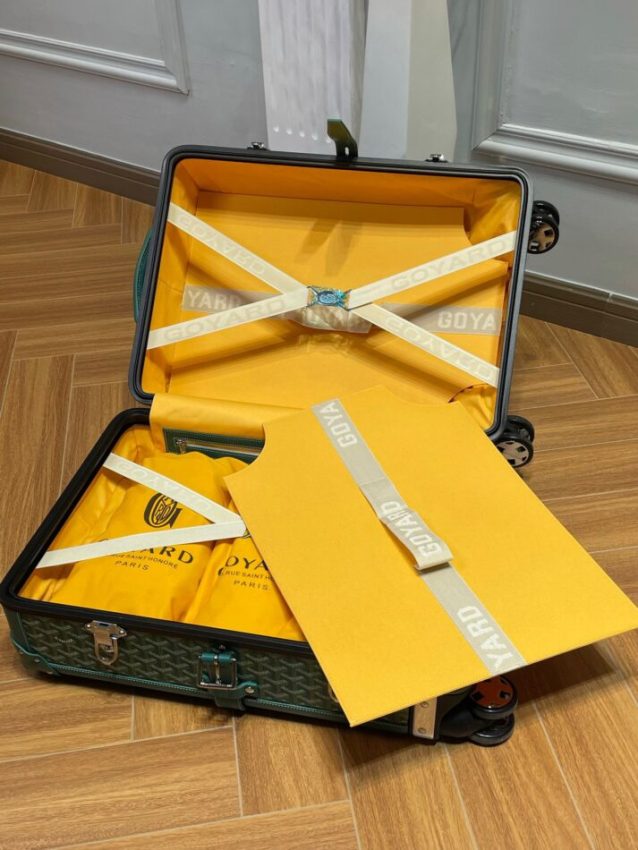 Replica Goyard Bourget Travel Suitcase Green - realistic designer-inspired fake bag