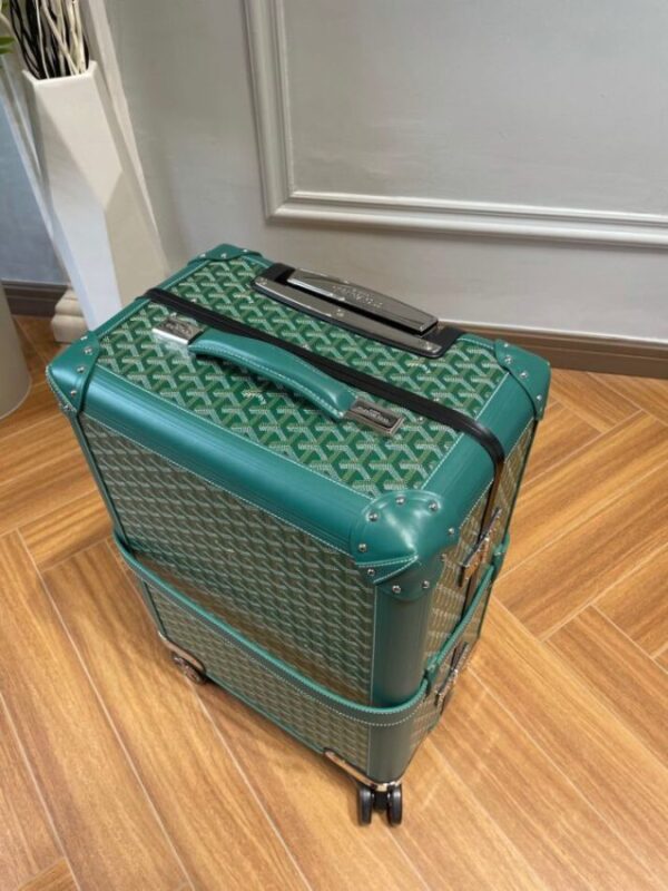Replica Goyard Bourget Travel Suitcase Green - best quality luxury bag dupe
