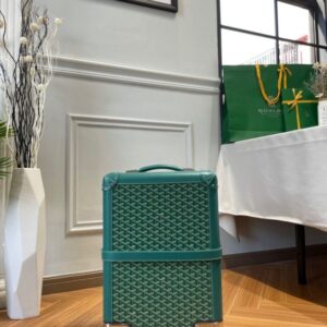 Replica Goyard Bourget Travel Suitcase Green - best quality luxury bag dupe