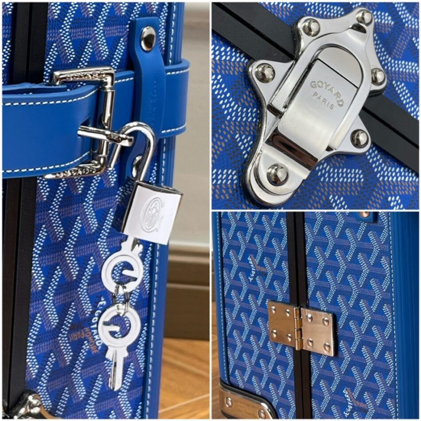 Replica Goyard Bourget Travel Suitcase Blue - premium 1:1 fake handbag model