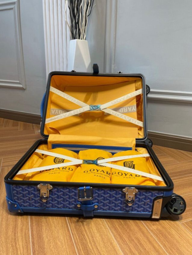 Replica Goyard Bourget Travel Suitcase Blue - top-tier luxury replica shoulder bag