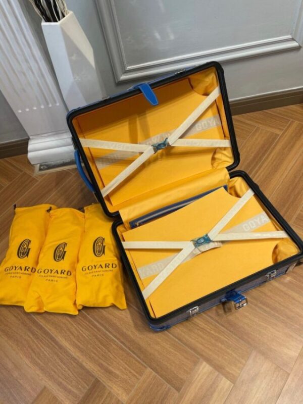 Replica Goyard Bourget Travel Suitcase Blue - realistic designer-inspired fake bag