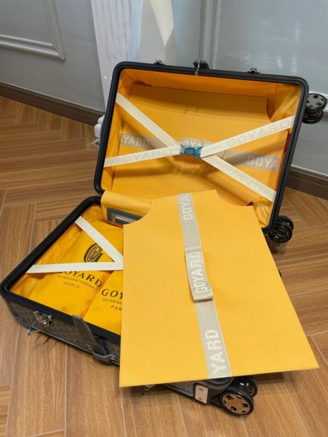 Replica Goyard Bourget Travel Suitcase Grey - best quality luxury bag dupe