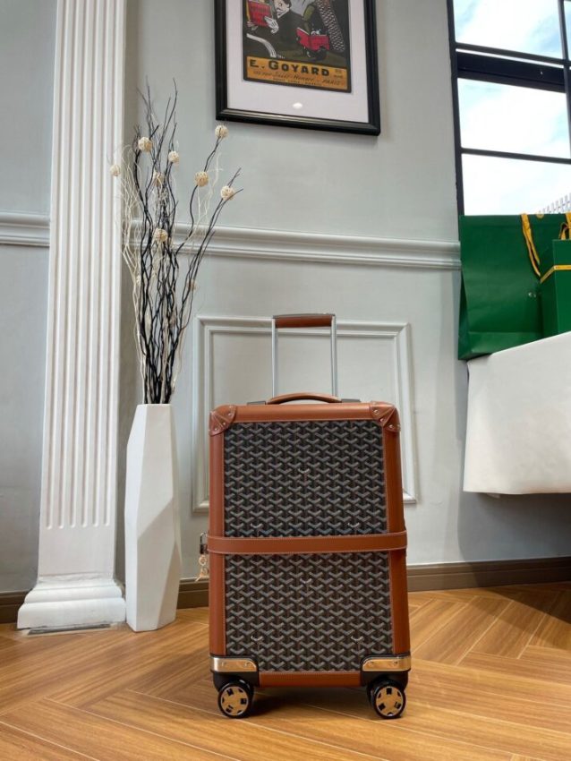 Replica Goyard Bourget Travel Suitcase Brown - 1:1 designer replica handbag