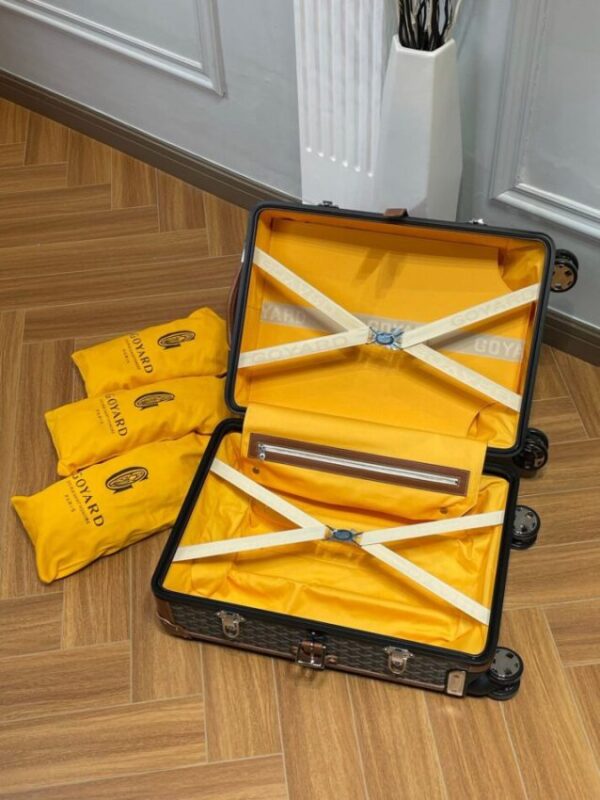 Replica Goyard Bourget Travel Suitcase Brown - top-rated replica designer bag