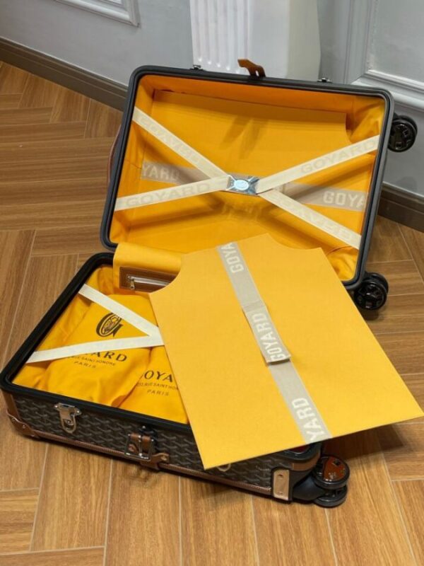 Replica Goyard Bourget Travel Suitcase Brown - authentic-look luxury purse replica