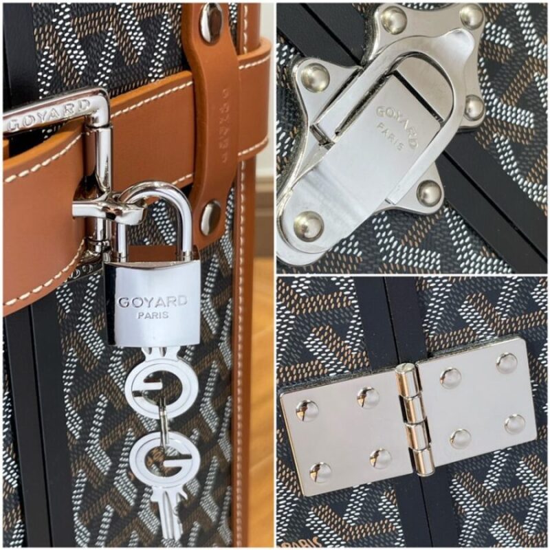 Replica Goyard Bourget Travel Suitcase Brown - near-authentic luxury replica handbag