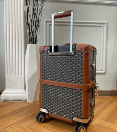 Replica Goyard Bourget Travel Suitcase Brown - premium 1:1 fake handbag model