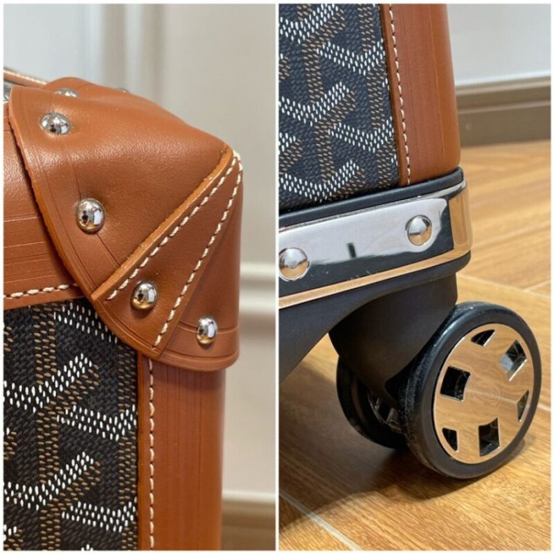Replica Goyard Bourget Travel Suitcase Brown - top-rated replica designer bag