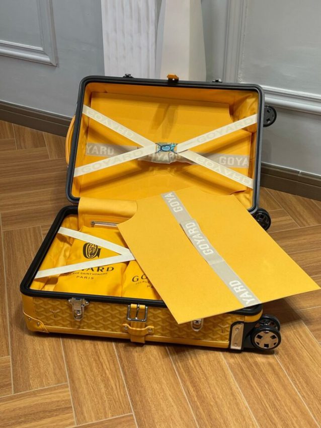 Replica Goyard Bourget Travel Suitcase Yellow - premium-grade designer purse dupe