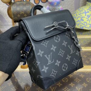 Replica Louis Vuitton Nano Steamer Black Canvas - high-quality designer bag clone